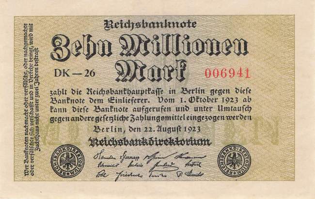 10 Millionen Mark 1923